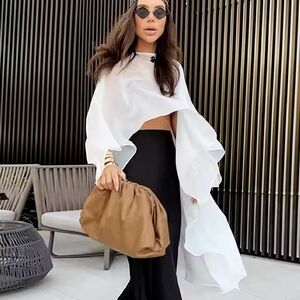 Commence NWT Sheer Chiffon Asymmetric High-Low Cover-up Tunic Cape Blouse Top M